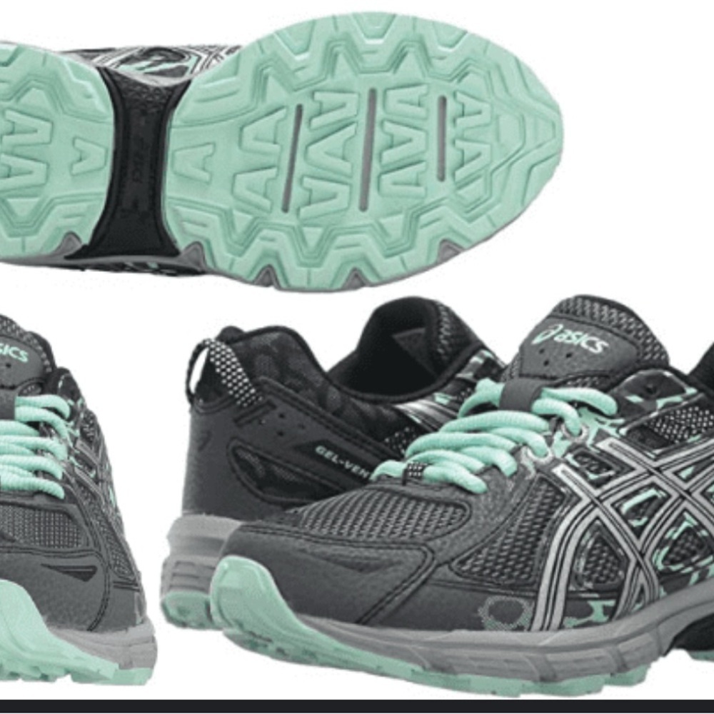 ASICS Women's Gel-Venture Athletic Shoes - Black and Mint